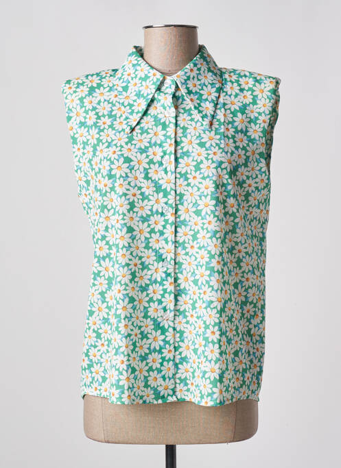 Chemisier imprimé fleurs sans manche vert VICTORIA femme