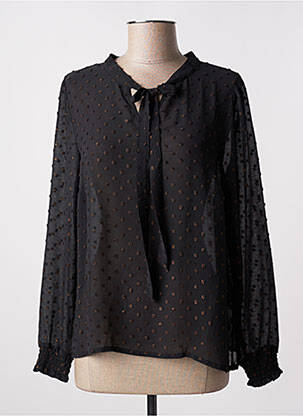 Blouse légère et transparente manches longues noir BRANDTEX femme