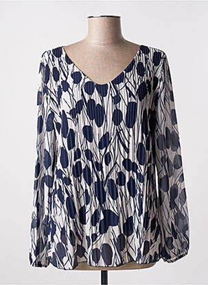 Blouse légère et transparente manches longues bleu VICTORIA femme