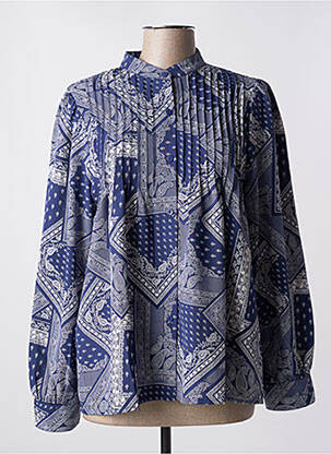 Chemisier col mao manches longues bleu ONADO femme