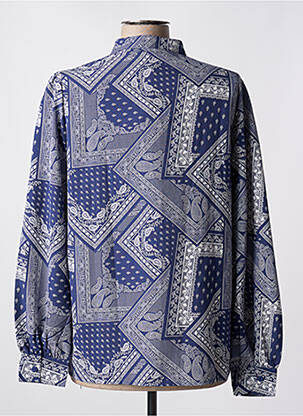 Chemisier col mao manches longues bleu ONADO femme