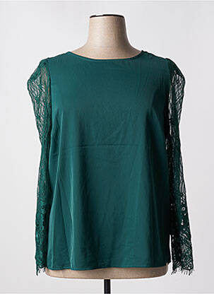 Blouse légère et transparente manches longues vert AMY&CLO femme