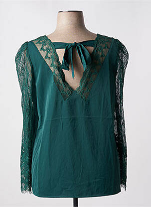 Blouse légère et transparente manches longues vert AMY&CLO femme