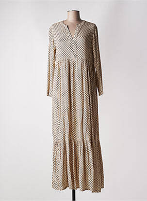 Robe longue manches longues manches longues beige INDI & COLD femme