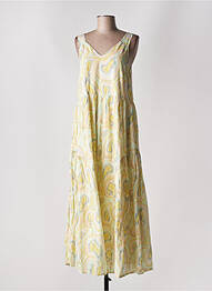 Robe longue imprimé fantaisie fines bretelles vert INDI & COLD femme