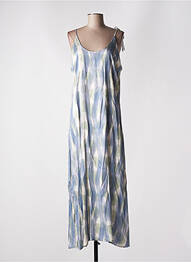 Robe longue manches bretelles ajustables fines bretelles bleu MUS & BOMBON femme