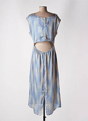Robe longue manches courtes manches courtes bleu MUS & BOMBON femme