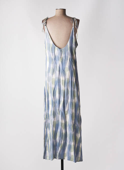 Robe longue manches bretelles ajustables fines bretelles bleu MUS & BOMBON femme