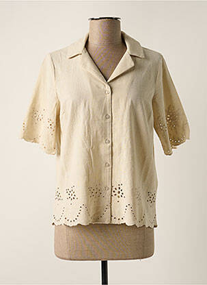 Chemisier coupe droite manches courtes beige PIECES femme