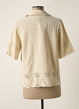 Chemisier coupe droite manches courtes beige PIECES femme