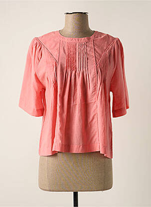 Blouse tissage popeline manches courtes rose INDI & COLD femme