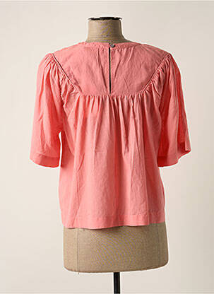 Blouse tissage popeline manches courtes rose INDI & COLD femme