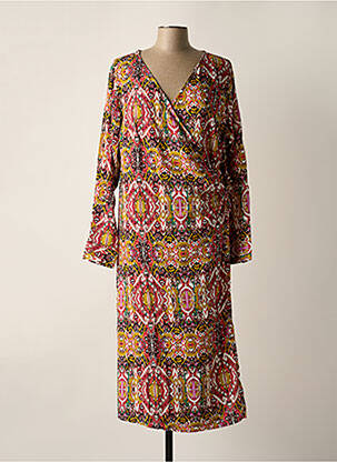 Robe mi-longue imprimé fantaisie manches longues rose ONLY CARMAKOMA femme