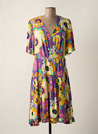 Robe mi-longue imprimé fleurs manches courtes violet Y.A.S femme