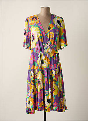 Robe mi-longue imprimé fleurs manches courtes violet Y.A.S femme