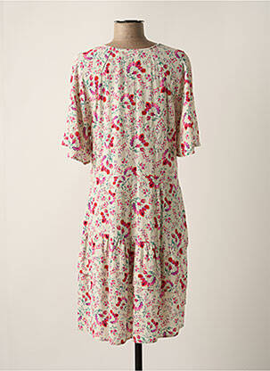 Robe mi-longue coupe fluide manches courtes rose INDI & COLD femme