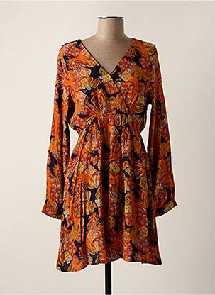 Robe courte manches longues manches longues orange ARTLOVE femme