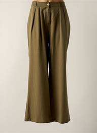 Pantalon large fermeture zippée sous rabat boutonné taille haute vert MUS & BOMBON femme