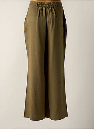 Pantalon large fermeture zippée sous rabat boutonné taille haute vert MUS & BOMBON femme