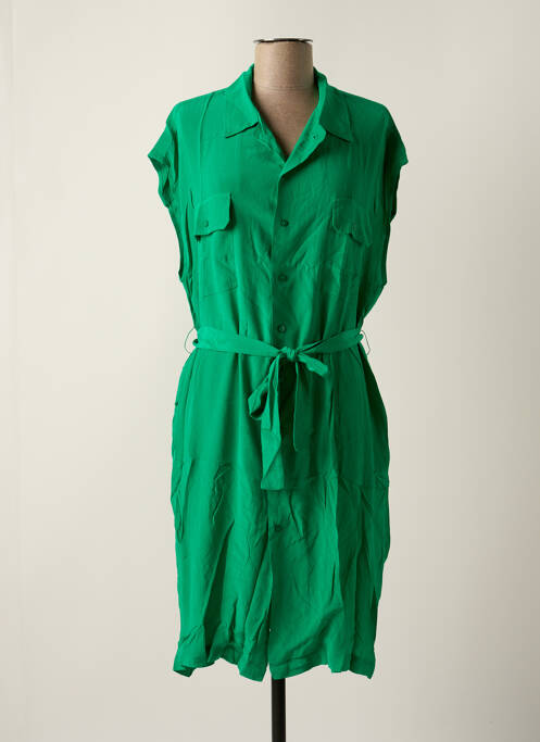 Robe mi-longue coupe fluide manches courtes vert ARTLOVE femme