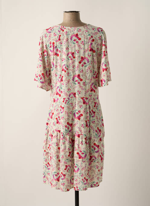 Robe mi-longue coupe fluide manches courtes rose INDI & COLD femme