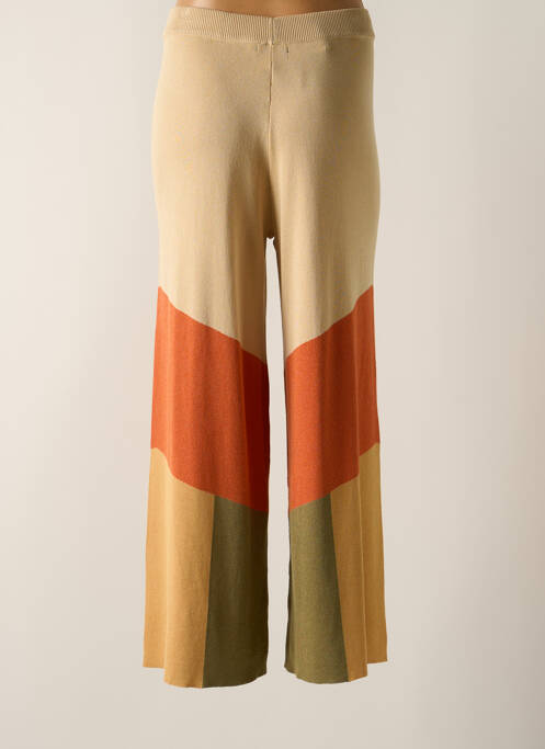 Pantalon large taille haute taille haute beige SKATÏE femme