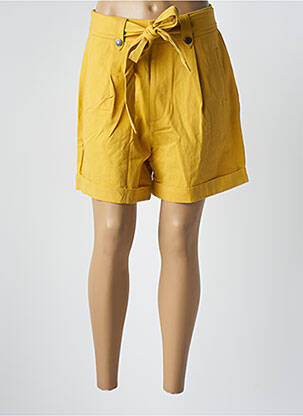 Short fermeture zippée sous rabat avec crochet taille haute jaune ARTLOVE femme