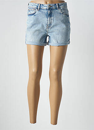 Short fermeture zippée sous rabat boutonné taille haute bleu NOISY MAY femme