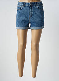 Short tissage denim taille haute bleu fonce NOISY MAY femme