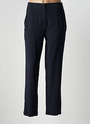Pantalon chino fermeture zippée sous rabat avec crochet taille haute bleu ARTLOVE femme