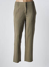 Pantalon chino fermeture zippée sous rabat avec crochet taille haute vert ARTLOVE femme