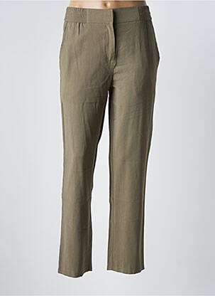 Pantalon chino fermeture zippée sous rabat avec crochet taille haute vert ARTLOVE femme