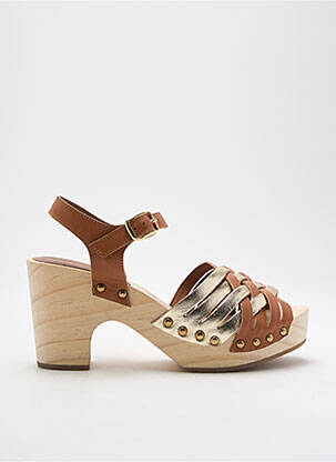 Sandales/nu pieds matière lisse talon de 4 à 6cm marron COULEUR POURPRE femme