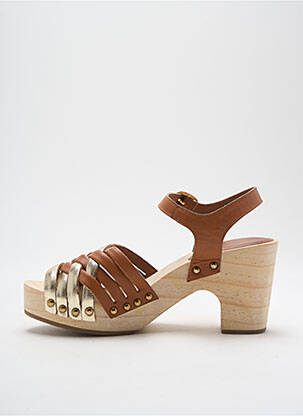 Sandales/nu pieds semi compensé talon de 4 à 6cm marron COULEUR POURPRE femme