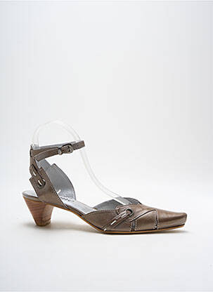 Sandales/nu pieds matière lisse talon de 4 à 6cm marron AYAME femme