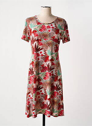 Robe mi-longue manches courtes manches courtes rouge GEVANA femme