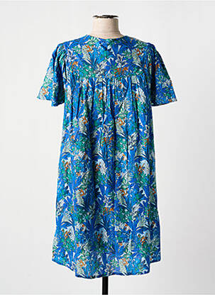 Robe courte coupe évasée manches courtes bleu AGATHE & LOUISE femme