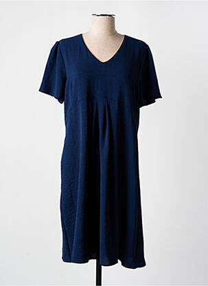 Robe mi-longue coupe évasée manches courtes bleu GRIFFON femme