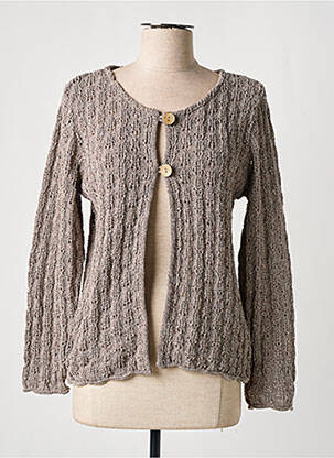 Gilet manches longues col rond marron OMC femme