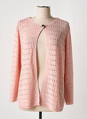 Gilet manches longues col rond rose GRIFFON femme