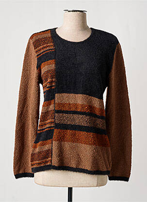 Pull resserrée sur le bas manches longues marron GRIFFON femme
