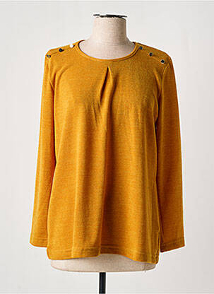 Pull tissage chiné manches longues jaune GRIFFON femme