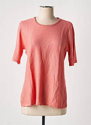 Pull col rond manches courtes rose GRIFFON femme
