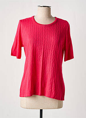 Pull col rond manches courtes rose GRIFFON femme