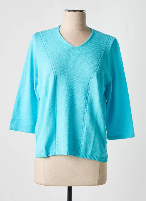 Pull tissage chiné manches 3/4 bleu I.ODENA femme