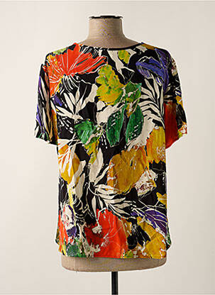 Blouse tissage popeline manches courtes noir GEVANA femme