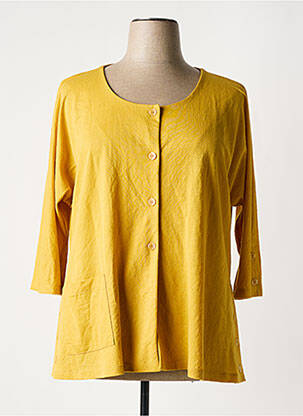 Veste casual col rond jaune FRANCK ANNA femme