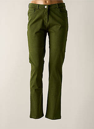 Pantalon slim tissage popeline taille normale vert AGATHE & LOUISE femme