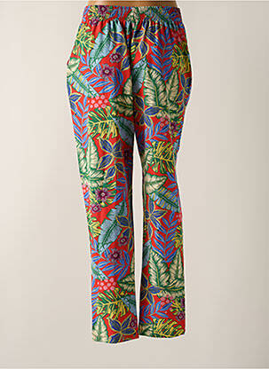 Pantalon droit tissage crêpe taille haute rouge ROSE POMME femme