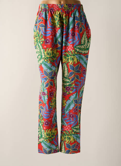 Pantalon droit tissage crêpe taille haute rouge ROSE POMME femme
